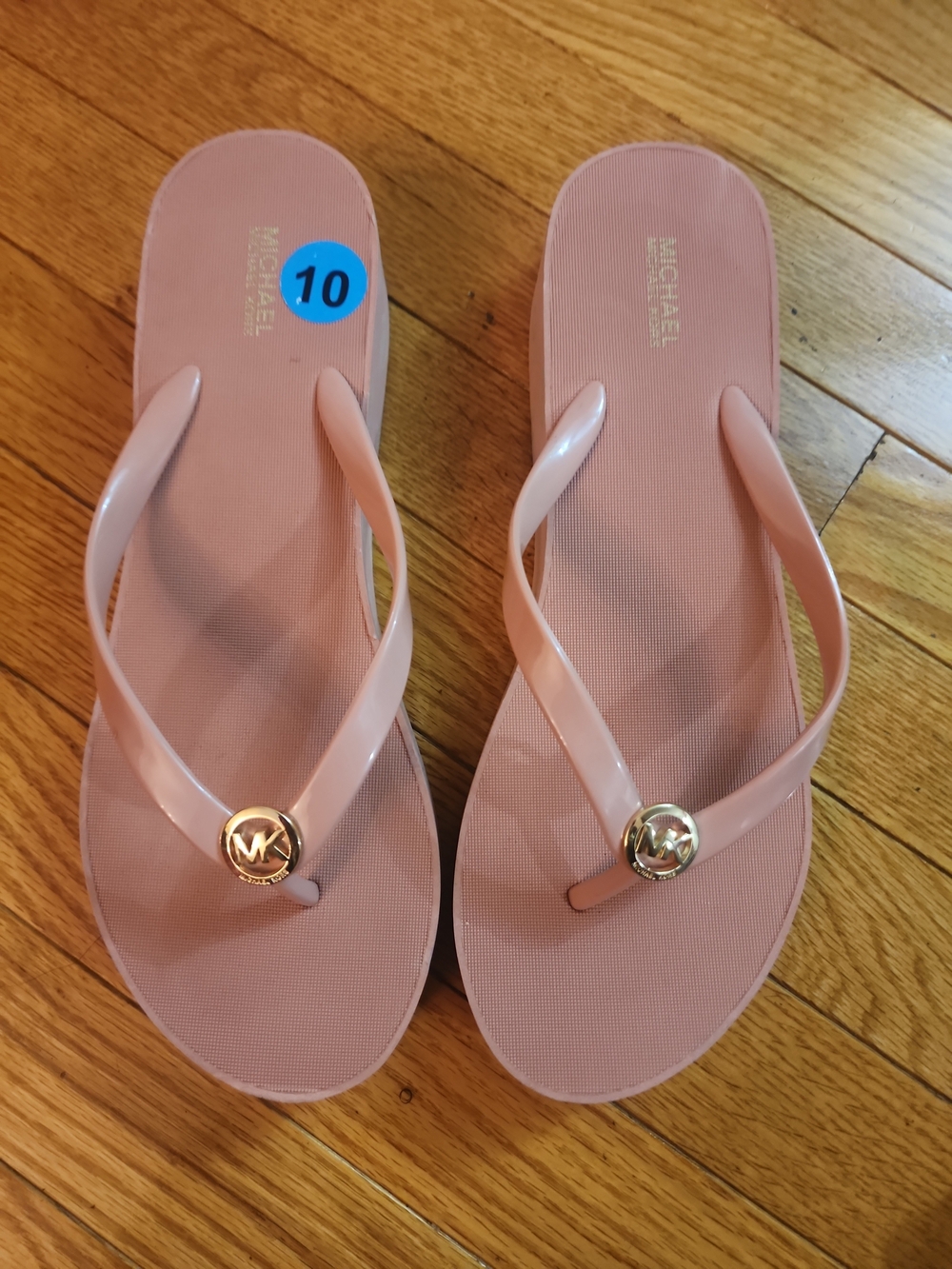 Michael Kors Women’s Pink Logo Platform Jelly Flip Flops